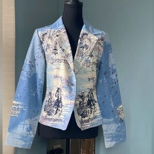 KEREN hart Blue and White Jean Jacket